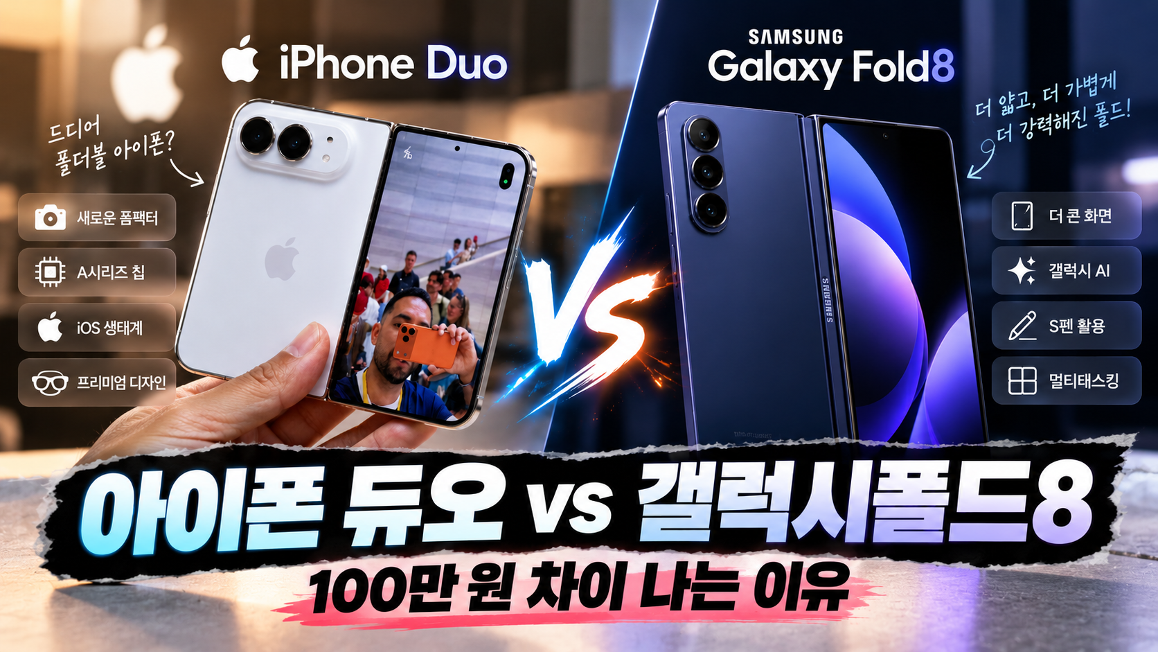아이폰 듀오 vs 갤럭시폴드8 특장점 비교